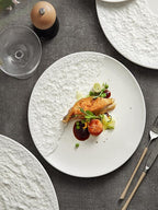 Stone-Texture Contrast Ceramic Plate – Modern Round Dish for Steak or Pasta-4