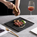 Modern Square Ceramic Dinner Plate｜High-Fired Stone-Texture Ceramic Plate-3