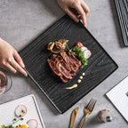 Modern Square Ceramic Dinner Plate｜High-Fired Stone-Texture Ceramic Plate-1