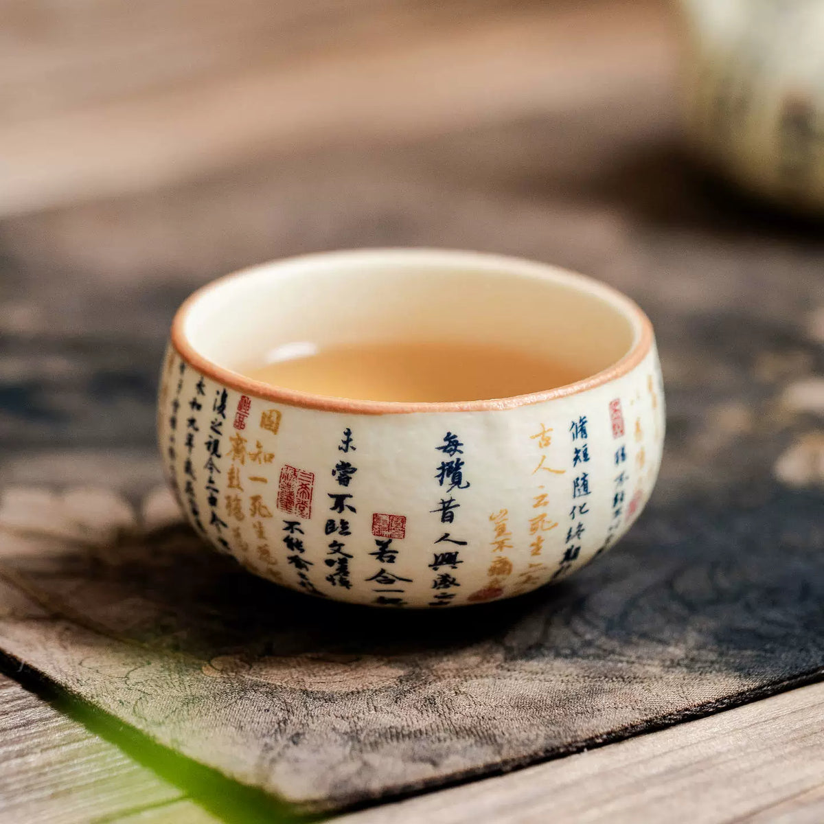 High-Fired Mineral White Porcelain Calligraphy Luohan Tea Cup – Lantingxu Series-1