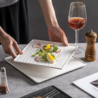 Modern Square Ceramic Dinner Plate｜High-Fired Stone-Texture Ceramic Plate-2