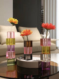 Modern Crystal Cube Bud Vase – Dopamine Rainbow Glass Table Centerpiece-0