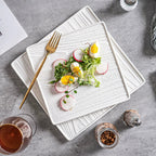 Modern Square Ceramic Dinner Plate｜High-Fired Stone-Texture Ceramic Plate-0