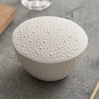 Matte Sea Urchin Texture Ceramic Bowl with Lid – Dessert & Stew Cup-3