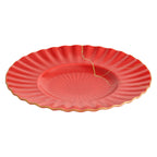 Luxury Red Ceramic Dinner Plate with Golden Veins – Elegant Dining Collection-4