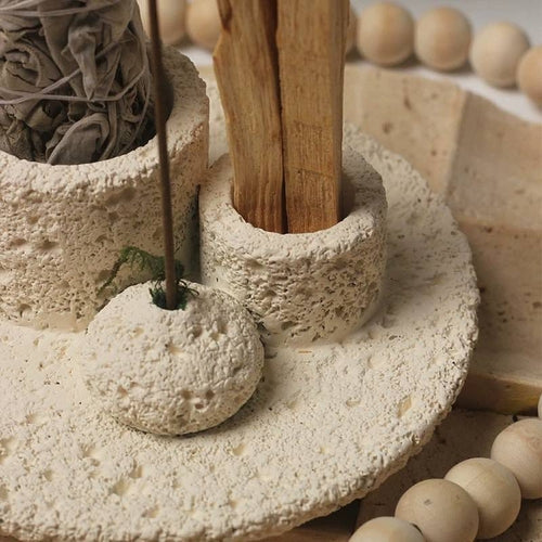 Nordic All-in-One Candle, Sage, Incense & Palo Santo Holder – Rustic Minimalist Burner