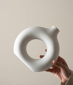 Modern Nordic Circle Ceramic Vase – Minimalist Hollow Sculpture Vessels for Home Decor-4