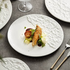 Stone-Texture Contrast Ceramic Plate – Modern Round Dish for Steak or Pasta-0