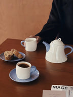 Postmodern Whimsical Wiggle Handle Ceramic Tea Set with Teapot and Mugs-2